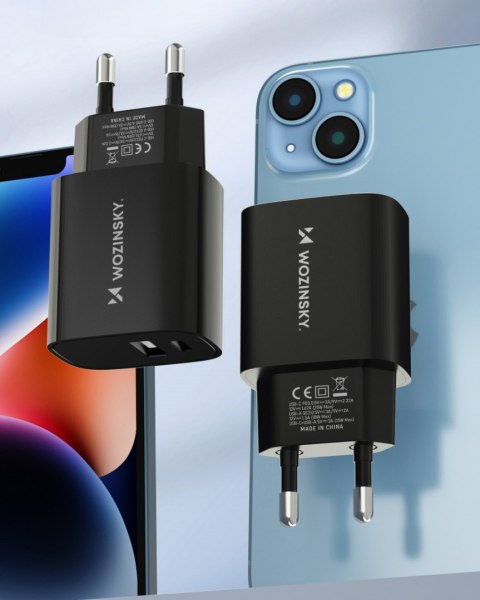 Ładowarka sieciowa 20W USB-A USB-C 100-240V czarna Ładowarka sieciowa 20W USB-A USB-C 100-240V czarna