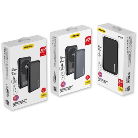 Powerbank 10000mAh TGK1 z ładowarką bezprzewodową MagSafe 15W czarny Powerbank 10000mAh TGK1 z ładowarką bezprzewodową MagSafe 15W czarny