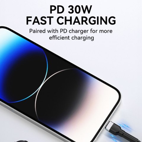 Kabel przewód do iPhone USB-C - Lightning PD 30W 2m czarny Kabel przewód do iPhone USB-C - Lightning PD 30W 2m czarny
