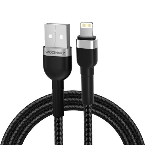 Kabel przewód do iPhone w oplocie USB-A - Lightning 2.4A 1m czarny Kabel przewód do iPhone w oplocie USB-A - Lightning 2.4A 1m czarny