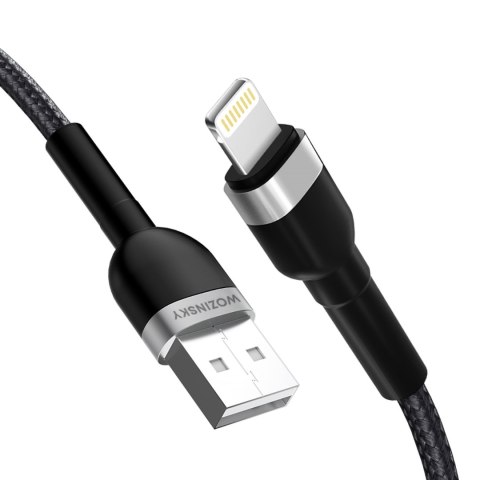 Kabel przewód do iPhone w oplocie USB-A - Lightning 2.4A 1m czarny Kabel przewód do iPhone w oplocie USB-A - Lightning 2.4A 1m czarny