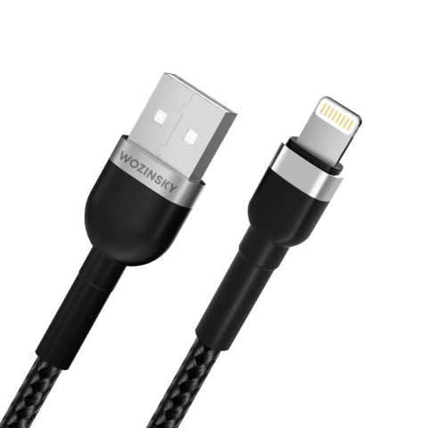 Kabel przewód do iPhone w oplocie USB-A - Lightning 2.4A 1m czarny Kabel przewód do iPhone w oplocie USB-A - Lightning 2.4A 1m czarny