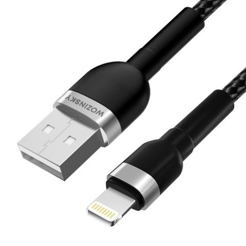 Kabel przewód do iPhone w oplocie USB-A - Lightning 2.4A 1m czarny Kabel przewód do iPhone w oplocie USB-A - Lightning 2.4A 1m czarny