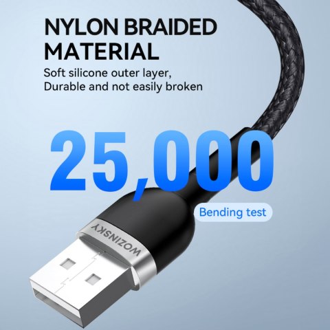 Kabel przewód do iPhone w oplocie USB-A - Lightning 2.4A 1m czarny Kabel przewód do iPhone w oplocie USB-A - Lightning 2.4A 1m czarny