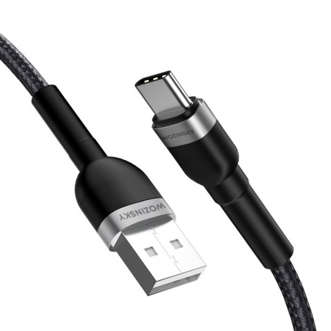 Kabel przewód w oplocie USB-A - USB-C 2.4A 1m czarny Kabel przewód w oplocie USB-A - USB-C 2.4A 1m czarny