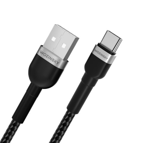 Kabel przewód w oplocie USB-A - USB-C 2.4A 1m czarny Kabel przewód w oplocie USB-A - USB-C 2.4A 1m czarny
