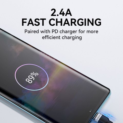 Kabel przewód w oplocie USB-A - USB-C 2.4A 1m czarny Kabel przewód w oplocie USB-A - USB-C 2.4A 1m czarny