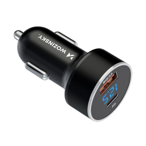 Ładowarka samochodowa do zapalniczki USB-C USB-A 36W czarna Ładowarka samochodowa do zapalniczki USB-C USB-A 36W czarna