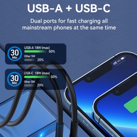 Ładowarka samochodowa do zapalniczki USB-C USB-A 36W czarna Ładowarka samochodowa do zapalniczki USB-C USB-A 36W czarna