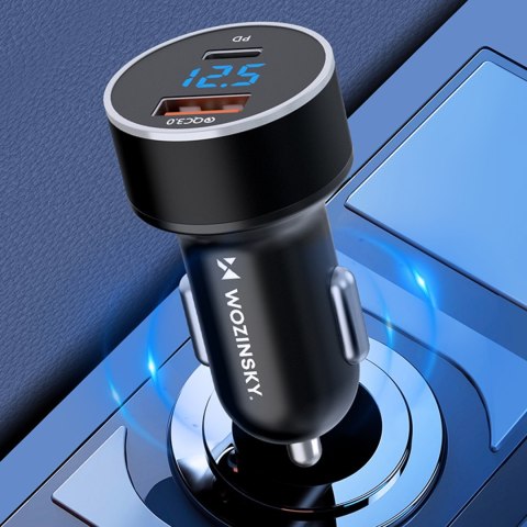 Ładowarka samochodowa do zapalniczki USB-C USB-A 36W czarna Ładowarka samochodowa do zapalniczki USB-C USB-A 36W czarna