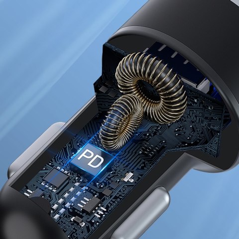Ładowarka samochodowa do zapalniczki USB-C USB-A 36W czarna Ładowarka samochodowa do zapalniczki USB-C USB-A 36W czarna
