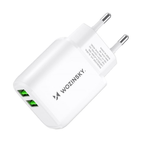 Ładowarka sieciowa 100-240V 30W 2.4A 2x USB-A biała Ładowarka sieciowa 100-240V 30W 2.4A 2x USB-A biała
