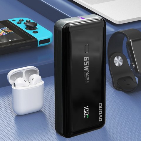 Powerbank 20000mAh 65W 1x USB-C 2x USB-A z wyświetlaczem czarny Powerbank 20000mAh 65W 1x USB-C 2x USB-A z wyświetlaczem czarny