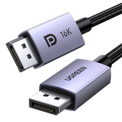 Kabel przewód DisplayPort 2.1 16K 3D Vision w oplocie 2m szary Kabel przewód DisplayPort 2.1 16K 3D Vision w oplocie 2m szary