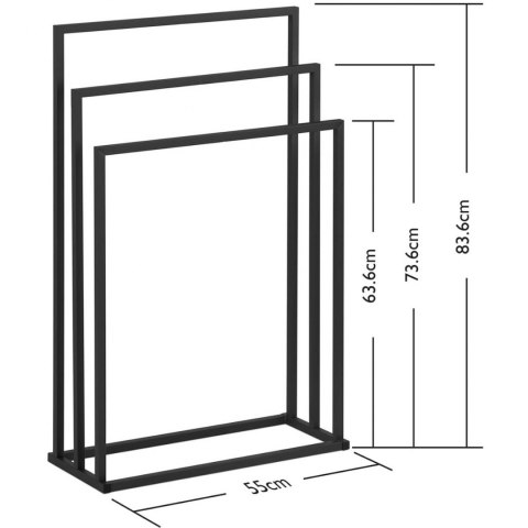 Stojak wieszak na 3 ręczniki wolnostojący podłogowy STAL 55 x 21.5 x 84 cm ciemnoszary Stojak wieszak na 3 ręczniki wolnostojący podłogowy STAL 55 x 21.5 x 84 cm ciemnoszary