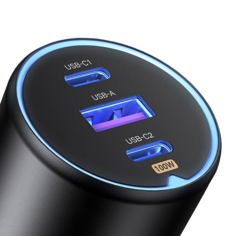 Ładowarka samochodowa 2x USB-C PD i 1x USB-A 130W czarna Ładowarka samochodowa 2x USB-C PD i 1x USB-A 130W czarna