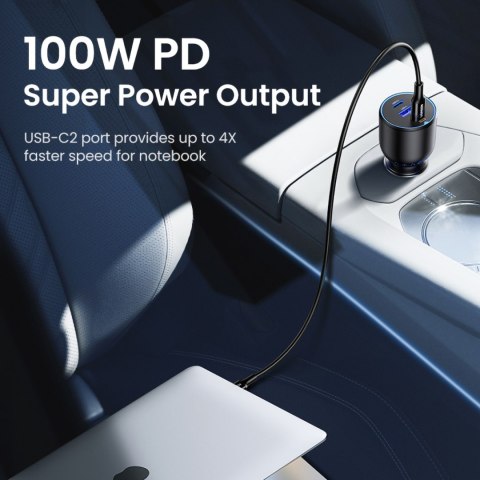 Ładowarka samochodowa 2x USB-C PD i 1x USB-A 130W czarna Ładowarka samochodowa 2x USB-C PD i 1x USB-A 130W czarna