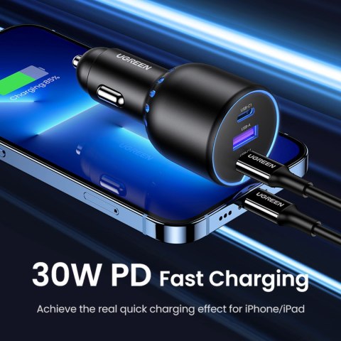 Ładowarka samochodowa 2x USB-C PD i 1x USB-A 130W czarna Ładowarka samochodowa 2x USB-C PD i 1x USB-A 130W czarna