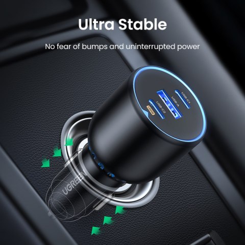 Ładowarka samochodowa 2x USB-C PD i 1x USB-A 130W czarna Ładowarka samochodowa 2x USB-C PD i 1x USB-A 130W czarna