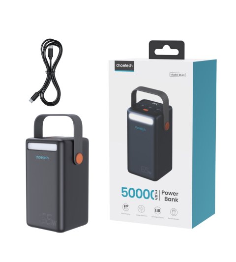 Mini stacja zasilania powerbank 50000mAh USB-A USB-C microUSB 65W czarna Mini stacja zasilania powerbank 50000mAh USB-A USB-C microUSB 65W czarna