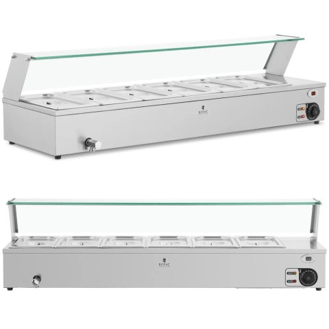 Bemar podgrzewacz do potraw bufet grzewczy z osłoną 6 x GN 1/3 2100 W Bemar podgrzewacz do potraw bufet grzewczy z osłoną 6 x GN 1/3 2100 W