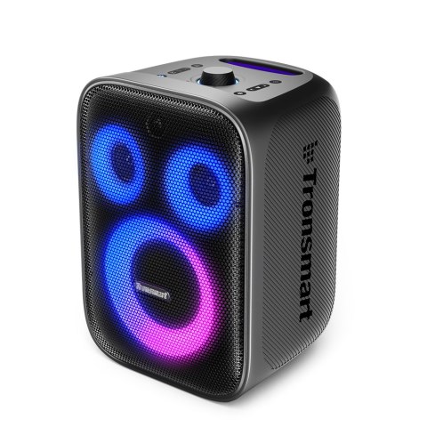 Głośnik bezprzewodowy Halo 200 120W + 2 mikrofony do karaoke - czarny Głośnik bezprzewodowy Halo 200 120W + 2 mikrofony do karaoke - czarny