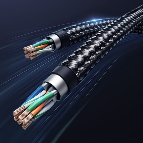Kabel sieciowy patchcord Ethernet RJ45 Cat8 miedziany rdzeń 1.5m - czarny Kabel sieciowy patchcord Ethernet RJ45 Cat8 miedziany rdzeń 1.5m - czarny