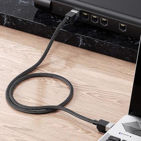 Kabel sieciowy patchcord Ethernet RJ45 Cat8 miedziany rdzeń 1.5m - czarny Kabel sieciowy patchcord Ethernet RJ45 Cat8 miedziany rdzeń 1.5m - czarny
