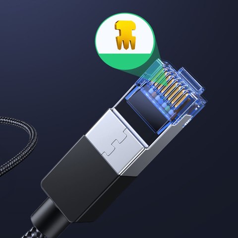 Kabel sieciowy patchcord Ethernet RJ45 Cat8 miedziany rdzeń 1.5m - czarny Kabel sieciowy patchcord Ethernet RJ45 Cat8 miedziany rdzeń 1.5m - czarny