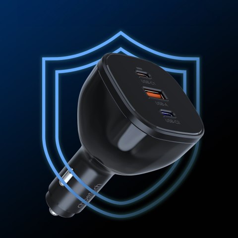 Ładowarka samochodowa 160W 2x USB-C PD 3.1 1x USB-A - czarna Ładowarka samochodowa 160W 2x USB-C PD 3.1 1x USB-A - czarna