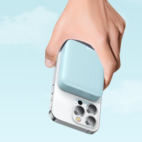 Powerbank indukcyjny Magnetic Mini 10000 mAh 30W + kabel USB-C - niebieski Powerbank indukcyjny Magnetic Mini 10000 mAh 30W + kabel USB-C - niebieski