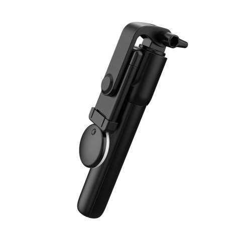 Selfie stick teleskopowy z pilotem + lampka LED stojak tripod na telefon 0.71m - czarny Selfie stick teleskopowy z pilotem + lampka LED stojak tripod na telefon 0.71m - czarny