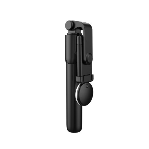 Selfie stick teleskopowy z pilotem + lampka LED stojak tripod na telefon 0.71m - czarny Selfie stick teleskopowy z pilotem + lampka LED stojak tripod na telefon 0.71m - czarny