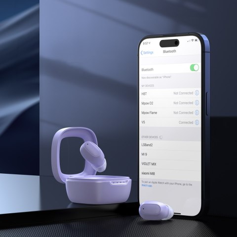 Słuchawki dokanałowe MEMS bezprzewodowe TWS Bluetooth 5.3 - fioletowe Słuchawki dokanałowe MEMS bezprzewodowe TWS Bluetooth 5.3 - fioletowe