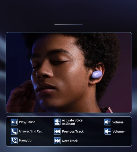 Słuchawki dokanałowe MEMS bezprzewodowe TWS Bluetooth 5.3 - fioletowe Słuchawki dokanałowe MEMS bezprzewodowe TWS Bluetooth 5.3 - fioletowe