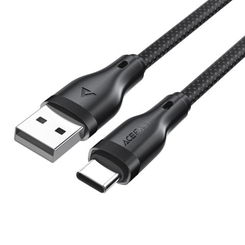 Kabel przewód elastyczny w oplocie USB-A - USB-C 3A 1.2m - czarny Kabel przewód elastyczny w oplocie USB-A - USB-C 3A 1.2m - czarny