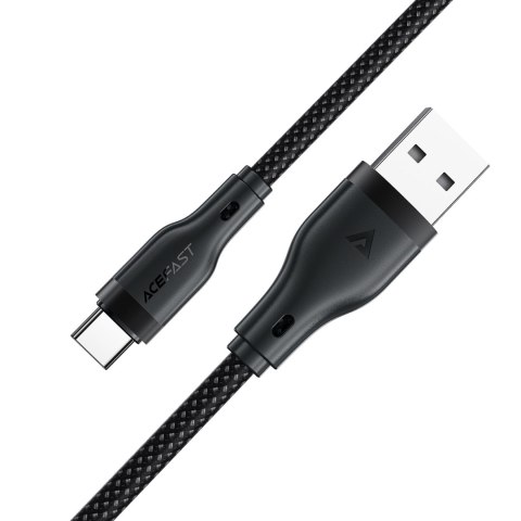 Kabel przewód elastyczny w oplocie USB-A - USB-C 3A 1.2m - czarny Kabel przewód elastyczny w oplocie USB-A - USB-C 3A 1.2m - czarny
