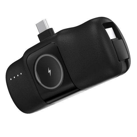 Mini powerbank 5000mAh 15W USB-C i ładowarką do Apple Watch - czarny Mini powerbank 5000mAh 15W USB-C i ładowarką do Apple Watch - czarny