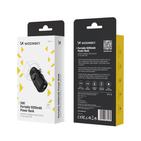 Mini powerbank 5000mAh 15W USB-C i ładowarką do Apple Watch - czarny Mini powerbank 5000mAh 15W USB-C i ładowarką do Apple Watch - czarny
