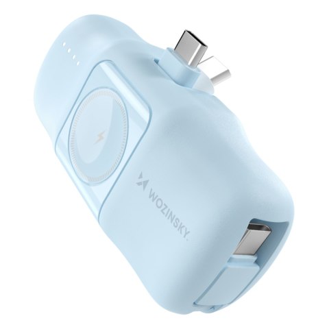Mini powerbank 5000mAh 15W USB-C i ładowarką do Apple Watch - niebieski Mini powerbank 5000mAh 15W USB-C i ładowarką do Apple Watch - niebieski