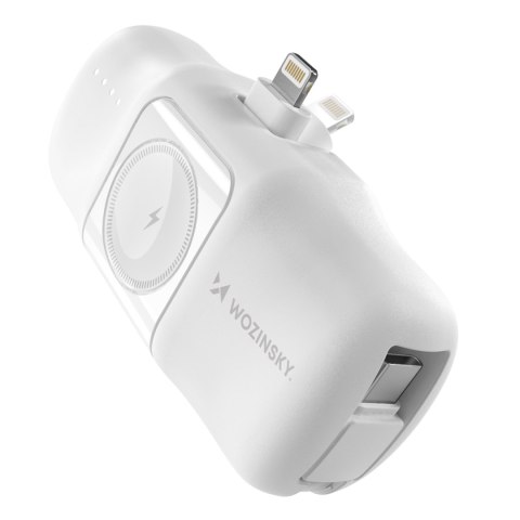 Mini powerbank 5000mAh 15W iPhone Lightning i ładowarką do Apple Watch - biały Mini powerbank 5000mAh 15W iPhone Lightning i ładowarką do Apple Watch - biały