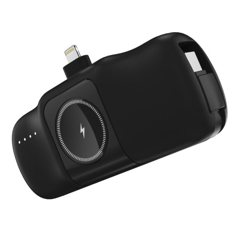 Mini powerbank 5000mAh 15W iPhone Lightning i ładowarką do Apple Watch - czarny Mini powerbank 5000mAh 15W iPhone Lightning i ładowarką do Apple Watch - czarny