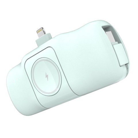 Mini powerbank 5000mAh 15W iPhone Lightning i ładowarką do Apple Watch - zielony Mini powerbank 5000mAh 15W iPhone Lightning i ładowarką do Apple Watch - zielony