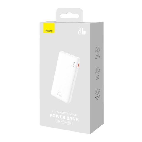 Powerbank Airpow 20W 10000mAh z kablem USB-A - USB-C 30cm - biały Powerbank Airpow 20W 10000mAh z kablem USB-A - USB-C 30cm - biały