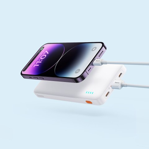 Powerbank Airpow 20W 10000mAh z kablem USB-A - USB-C 30cm - biały Powerbank Airpow 20W 10000mAh z kablem USB-A - USB-C 30cm - biały