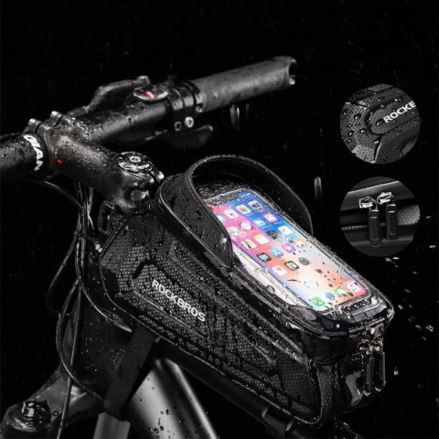 Sakwa rowerowa na ramę pancerna z kieszonką na telefon nawigację 1.7l - czarna Sakwa rowerowa na ramę pancerna z kieszonką na telefon nawigację 1.7l - czarna
