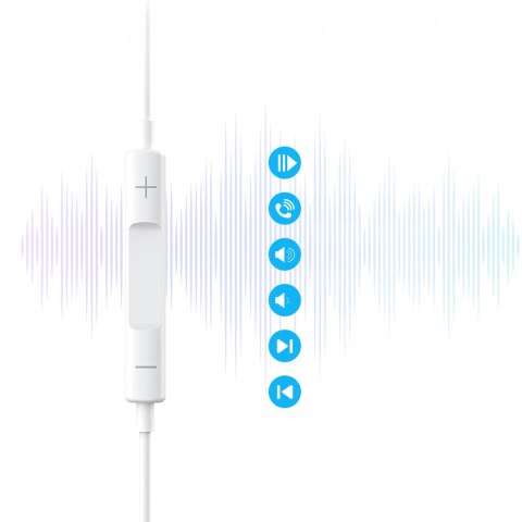 Słuchawki douszne USB-C z przewodem 1.2m - białe Słuchawki douszne USB-C z przewodem 1.2m - białe