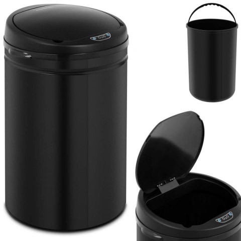 Kosz na śmieci automatyczny bezdotykowy z pojemnikiem i czujnikiem ruchu zasięg 30 cm 30 l CZARNY Kosz na śmieci automatyczny bezdotykowy z pojemnikiem i czujnikiem ruchu zasięg 30 cm 30 l CZARNY