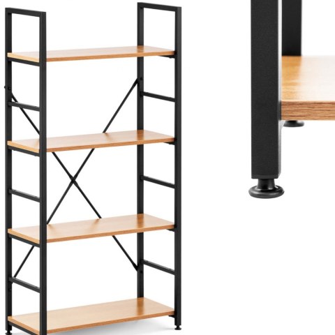 Regał na książki dekoracje ze stalową ramą loft industrialny maks. 150 kg 4 PÓŁKI Regał na książki dekoracje ze stalową ramą loft industrialny maks. 150 kg 4 PÓŁKI