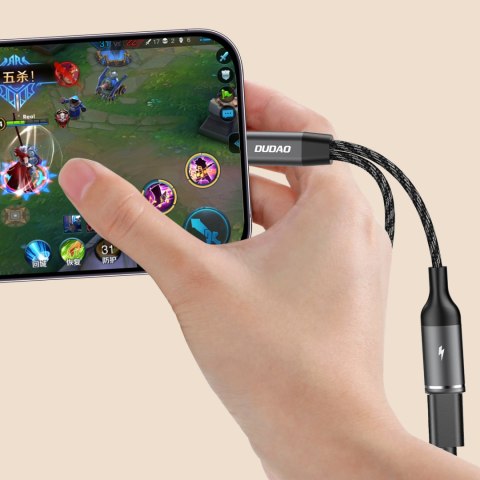 2w1 Adapter przejściówka rozdzielacz USB-C na zasilanie i słuchawki - szary 2w1 Adapter przejściówka rozdzielacz USB-C na zasilanie i słuchawki - szary